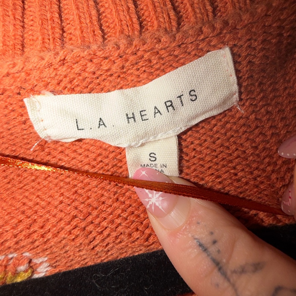LA Hearts Patchwork Knit Cardigan Sweater Boho Retro Floral Knit Small Festival - Picture 4 of 6